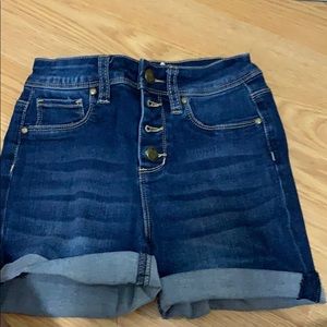 dark blue denim shorts